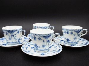 ロイヤルコペンハーゲン ブルーフルーテッド ハーフレース カップ&ソーサー 4客セット ROYAL COPENHAGEN デンマーク製 719