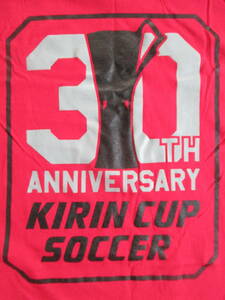 送料180円 KIRIN CUP SOCCER 半袖 バックプリント Tシャツ 赤 M L 身幅51cm 30TH ANNIVERSARY キリンカップサッカー adidas アディダス