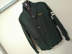 kkaa957 ■ HERE'S ■ ヒアーズ カーディガン ジャケット ニット 襟付き コットン ダークグリーン 深緑 L