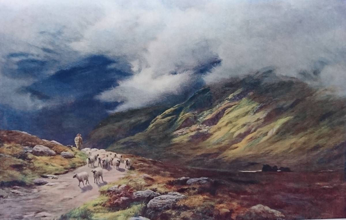 Among The Hills, ｢丘陵｣, Peter Graham, ピーター･グラハム, 100年前のイギリスの画集より, 新品額にて額装, 美術品, 絵画, 人物画