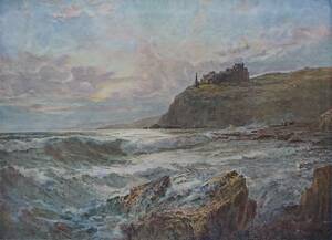 Art hand Auction Château de Tantallon, Château de Tantale, Edwin Haves, Extrait d'un livre d'art britannique d'il y a 100 ans, Encadré à prix neuf, peinture, peinture à l'huile, Nature, Peinture de paysage