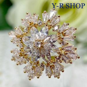  liquidation price * free size * white topaz enough. . flower te The Yinling g* lady's ring gorgeous Cubic Zirconia new goods gem cz