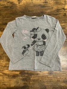 送料無料☆エイチアンドエム　Ｈ＆Ｍ　長袖カットソー　ロンT 長袖Tシャツ グレー　120cm130cm 女の子トップス子供服　デザインTシャツ