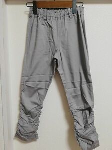  waist rubber beautiful legs hem comb . cropped pants M light gray [MAA-1035]