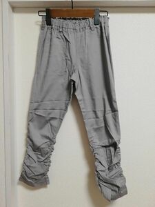  waist rubber beautiful legs hem comb . cropped pants M light gray [MAA-1032]