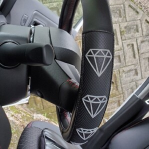 NEW★ダイヤモンド★グレー★ハンドルカバー【新品】ステアリングカバー カー用品 carat