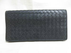 8334◆【SALE】BOTTEGA VENETA ボッテガ・ヴェネタ ショルダーウォレット 長財布 黒 MADE IN ITALY 中古USED