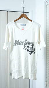 ★日本製OVERTHESTRIPES×marka コラボ フィリックス・ザ・キャットプリント Vガゼットラグランカットソー 古着ユーズドメンズSML白Tシャツ