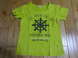 ★　HUSHUSH　ライム色半袖Tシャツ120cm　★USED