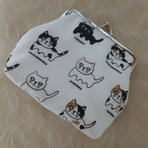 がま口ポーチ小物入れねこちゃんホワイト