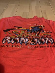 80's【RON JON】ロンジョン Surf Shop 1986 ヴィンテージ Tシャツ L Hanes ヘインズ ポケットTシャツ 良ペイント