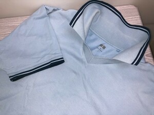 ポロシャツ　ゴルフシャツ　スキッパー　鹿の子　ＸＬ　ブルー　ＵＮＩＱＬＯ★中古格安！