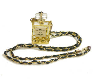  первоклассный товар Chanel колье духи цепь Gold Vintage редкий NO5 женский подлинный товар оценка завершено 