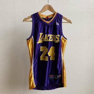 古着 Lakers レイカーズ ゲームシャツ NBAシャツ バスケ ユニフォーム コービーブライアント パープル イエロー　A15