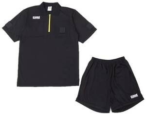 GiNGA (ジンガ) 半袖 レフリー ウェア 上下 セット (M) BLACK | futsal soccer フットサル サッカー 審判服 短パン ブラック