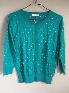 65%off~[ new goods * tag attaching ] Proportion Body Dressing beautiful green cardigan * Gold embroidery dot 