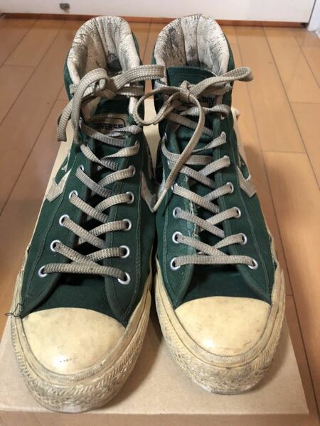 90s 日本製 CONVERSE ALLSTAR HI US6.5INCH 25.0cm グリーン　コンバース ハイカット　スニーカー 日本製