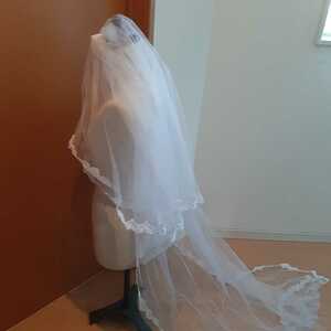  wedding veil unused goods with translation white length 290cm front. length 70cm 2105224a