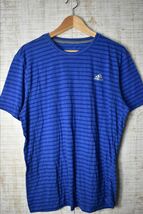 ☆US古着 adidas アディダス ボーダー Tシャツ ロゴプリント DRY 速乾 スポーツTEE ブルー青【L】コットンポリ　　　　　◆3014◆_画像2