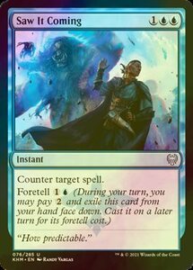 え青Foil 襲来の予測 1枚（1枚在庫s 英 良品 KHM）/Saw It Coming（MTG /カルドハイム/Kaldheim/）