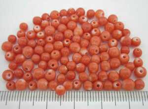[TOP] peach .. coral 9.6g both hole loose set feather woven cord bracele necklace netsuke d63.