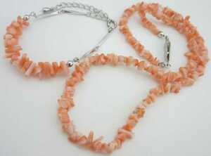 [TOP].. coral necklace bracele set loose netsuke d883.