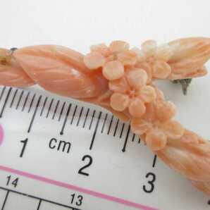 【TOP】桃珊瑚 サンゴ 3.95g ブローチ ルース 帯留め 根付 d496.