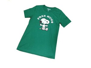 【新品】スヌーピー Tシャツ 半袖【S】緑/グリーン◆SNOOPY FREE HUGS 男性用 メンズ ユニセックス 男女