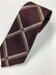新品　日本製ネクタイ 　高級織物生地　エンジの大きなチェック　シルク100%お買い得サービス
