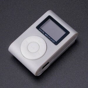 【中古品】【シルバー】液晶画面付き MP3 音楽 プレイヤー SDカード式