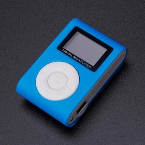 【中古品】【ブルー】液晶画面付き MP3 音楽 プレイヤー SDカード式