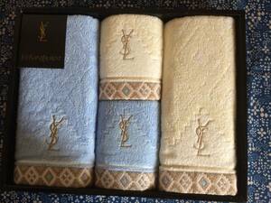  新品●サンローランYVES SAINT LAURENT*YSL*ロゴ刺繍*上品綺麗*フェイスタオル＆ゲストタオル2種4枚セット*おもてなし*内野*コットン100%