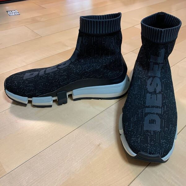 DIESELソックスニーカー H-padola midsock ほぼ未使用 27㎝ 超軽量 希少Black系 最終価格半額以下