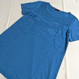 E115 EVEX by KRIZIA エヴェックス エヴェックスバイクリツィア レディース 40 L 半袖 Tシャツ カットソー 青 水色 ブルー カモフラ