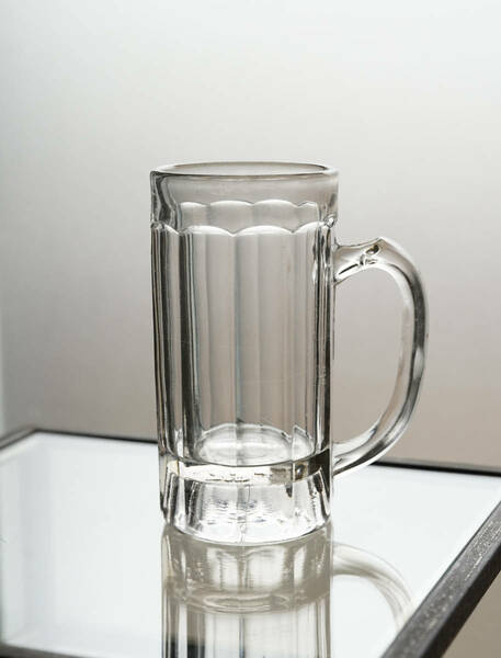 古い型ガラスのビストロ ビアグラス ビールジョッキ / 19-20世紀・フランス / 硝子 アンティーク 古道具 A