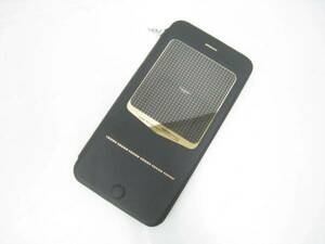 AIQAA 手帳型 ホック・窓付き iPhone6Plus用ケース 黒×ゴールド