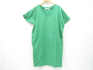 MOUSSY Moussy V neck cotton One-piece short sleeves green green F free size 