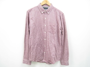 RAGEBLUE レイジブルー 綿×毛 コットン ウール ボタンダウンシャツ 赤紫系 Mサイズ