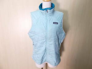 169◆Patagonia 中綿入りジップアップベスト◆パタゴニア 水色 sizeM WOMENS ポリ素材 2009年秋製造 アウトドア PRIMALOFT ジャケット 3E