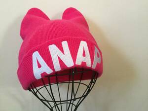 *ANAP Anap * neon color pink. pretty .. ear knitted cap * Kids free *9941-1