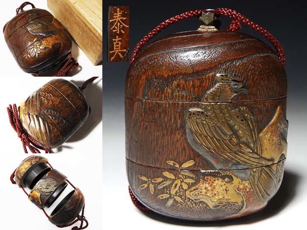 品揃え豊富で △60Z875△梨地合戦武将騎馬隊蒔絵印籠/時代提げ物薬入書道具 印籠