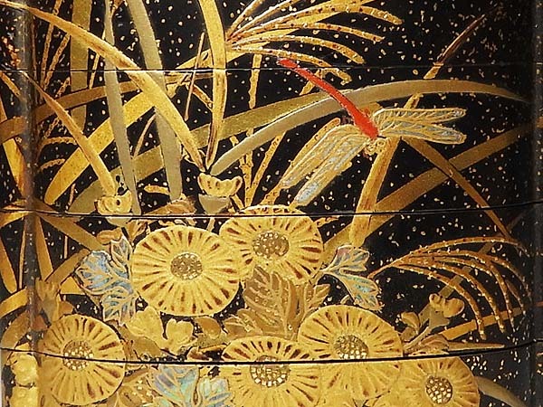 福】提げ物:蒔絵日の出波千鳥純銀毛彫江戸菊花図鞘印籠 箱付 kycc.co.jp