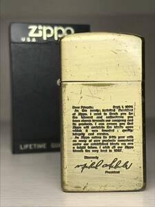 送料込み 91か92年の10月製? スリム ジッポー ジッポ ライター オイルライター zippo タバコ 禁煙 ゴールド ブラス