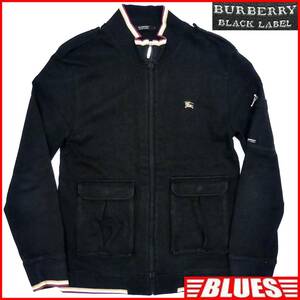 即決★BURBERRY BLACK LABEL★メンズM 廃版 ジャケット バーバリーブラックレーベル 2 黒 ブルゾン 三陽商会正規 ジップアップ ナイト刺繍