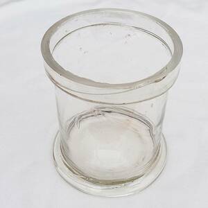 昭和レトロ 硝子瓶 容器 古硝子 ガラス容器 底直径約125㎜ 高さ約135㎜ 口径約119㎜（外径） 気泡硝子 気泡ガラス 古物 古道具【21】