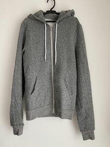 American Apparel reverse side nappy Zip up Parker men's XS size ... gray 