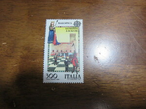 切手「イタリア」1981年（オセロゲーム）「MAROSTICA」（LA PARTITA ASCACCHI）