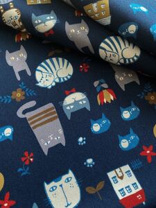 生地 オックス地 北欧風 ねこ柄 2mカット