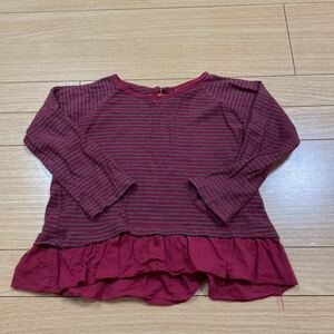 ZARA girl 110 裾フリルボーダーカットソー　長袖　薄手 ロンT