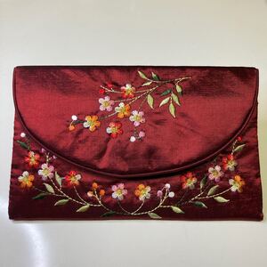 花柄刺繍 ポーチ 長財布 小物入れ スマホケース アクセサリーケース ベトナム 未使用品